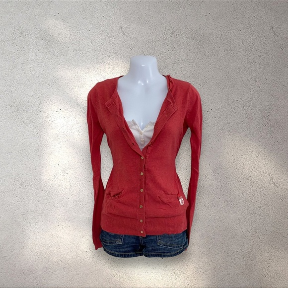 Vtg Volcom Red Button Up Cardigan - Picture 1 of 8